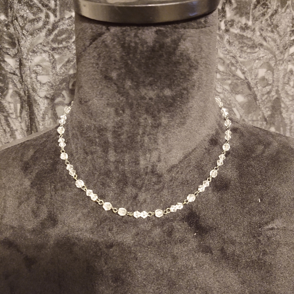 Clear beaded chain necklace 17 in